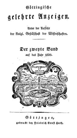 1839,2: Göttingische gelehrte Anzeigen