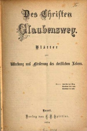 Des Christen Glaubensweg. 2, 2. 1876
