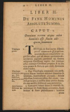 Caput I. Omnium rerum atque adeo hominis esse finem aliquem summum