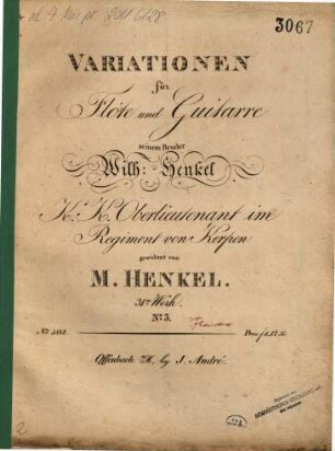 Variationen für Flöte und Guitarre : 31. Werk, 3