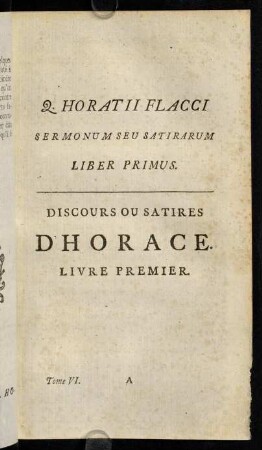 1-15, Ad Maecenatem; Discours ou satires; Satira I.