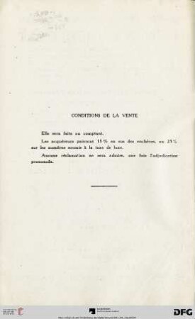 Conditions de la vente