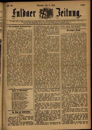 Ausgabe vom Montag, den 02. Mai 1887.