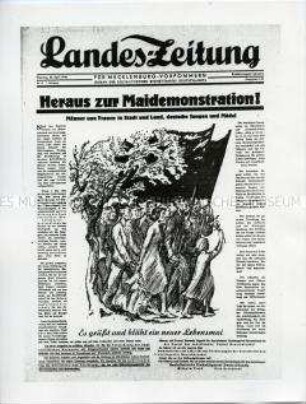 "Landes-Zeitung für Mecklenburg-Vorpommern", Tageszeitung der Sozialistischen Einheitspartei Deutschlands zum 1. Mai 1946