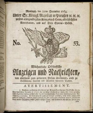 No. 53. Montags, den 31ten December 1764.