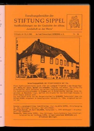 Forschungsberichte der Stiftung Sippel, Göttingen am 15.2.1982, Nr. 35