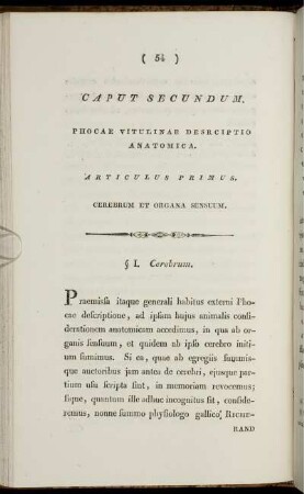 Articulus Primus. Cerebrum et organa sensuum