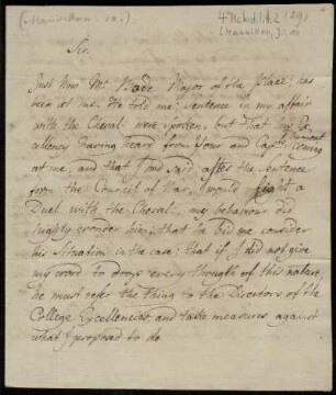 Brief von Jakob Mauvillon an Rudolf Erich Raspe