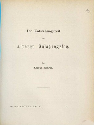 Die Entstehungszeit der älteren GulaÞingslög