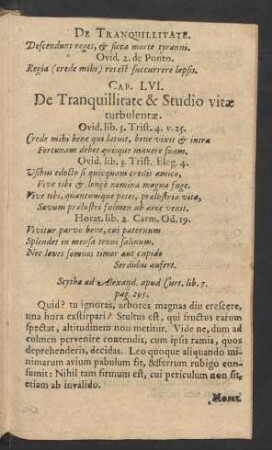 Cap. LVI. De Tranquillitate & Studio vitae turbulentae.