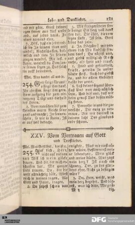 XXV. Vom Vertrauen auf Gott und Trostlieder.
