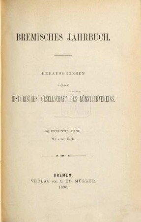 Bremisches Jahrbuch, 18. 1896