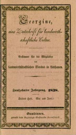 Funfzehnter Jahrgang, 1838. Drittes Heft. Mai und Juni.