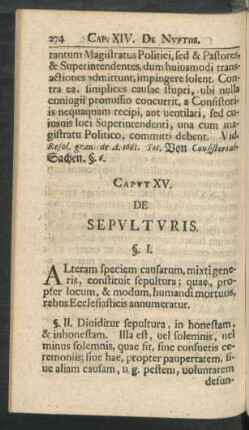 Caput XV. De Sepulturis