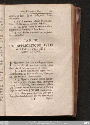 Cap. IV. De Applicatione Iuris Ad Factum Seu Imputatione.