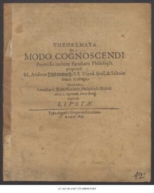 Theoremata De Modo Cognoscendi