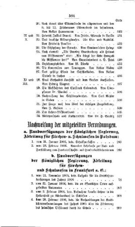 Nachweisung der mitgeteilten Verordnungen