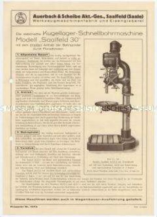 Die elektrische Kugellager-Schnellbohrmaschine Modell "Saalfeld 30"