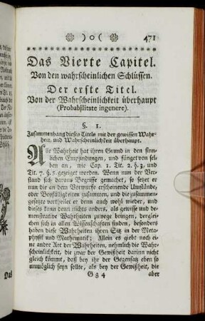 Das Vierte Capitel. Von den wahrscheinlichen Schlüssen.
