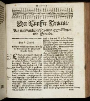Der Fünffte Tractat, Von unordentlicher Neygung gegen Elteren und Freunde