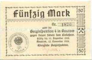 Knurow, Steinkohlenwerk, 50 Mark