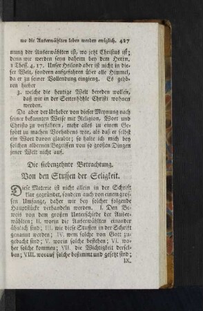 Die siebenzehnte Betrachtung.