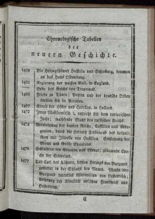 Chronologische Tabellen der neuern Geschichte.