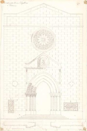 Zocher, Ernst; Palermo (Sizilien); "Chiesa S. Agottino" - Schnitt, Aufriss