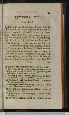 Lettera XIII. A tre Sorelle