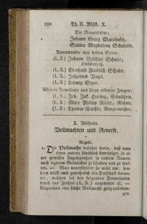 X. Abschnitt. Vollmachten und Reverse.