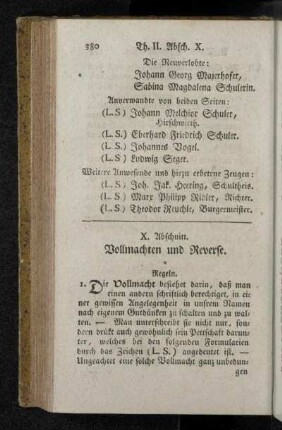 X. Abschnitt. Vollmachten und Reverse.