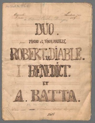 Robert le diable, Auswahl, arrangiert, Violoncello, Klavier. - BSB Mus.Schott.Ha 5536-2
