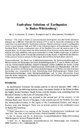 Fault-plane solutions of earthquakes in Baden-Württemberg