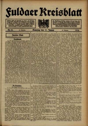 Zweite Ausgabe vom Samstag, den 17. Januar 1914.
