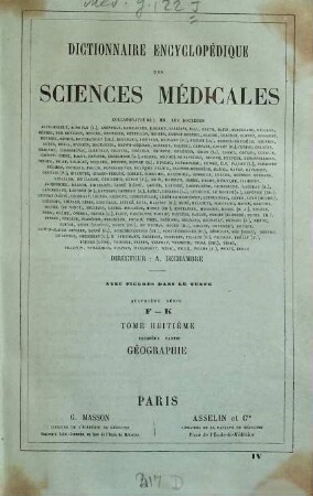 Dictionnaire encyclopédique des sciences médicales, 4,8. Geo - Gla