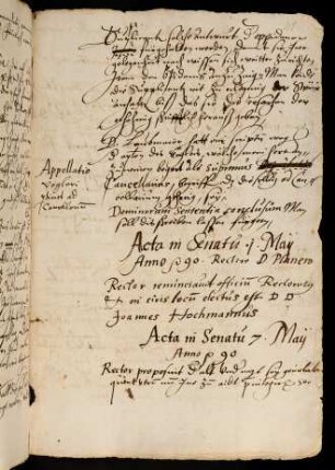 Sommerhalbjahr 1590. Rektorat Johann Hochmann