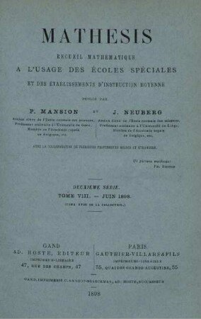 TOME VIII.-JUIN 1898.
