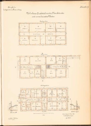 Landgestüt, Braunsberg: Wohnhaus: Grundriss DG, EG, KG 1:100