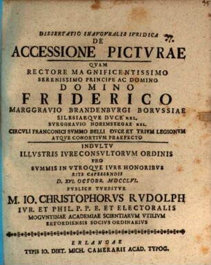 Dissertatio Inavgvralis Ivridica De Accessione Pictvrae