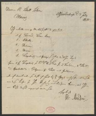 Brief an B. Schott's Söhne : 07.07.1825