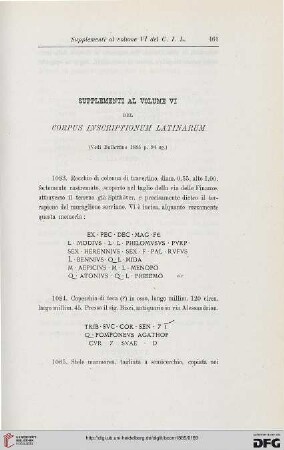 13: Supplementi al volume VI del Corpus Inscriptionum Latinarum, [12]