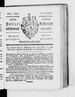 17tes Stück., Ausgabe vom 28. April 1784