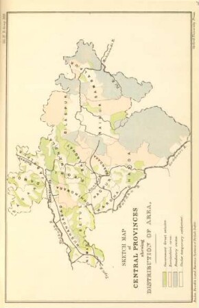 Sketch map of central provinces shewing distribution of area