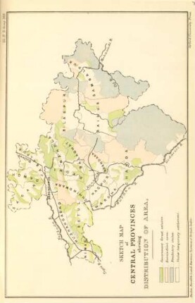 Sketch map of central provinces shewing distribution of area