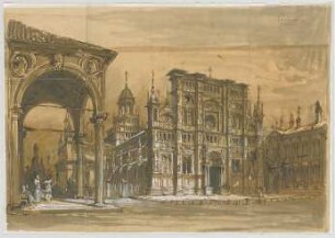 Bauernfeind, Gustav; Italien; Österreich; Schweiz; Studien- und Reiseskizzen - Certosa in Pavia, Italien (Perspektive)