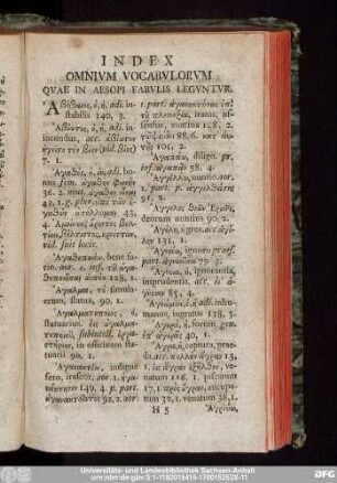 Index Omnium Vocabulorum Quae In Aesopi Fabulis Leguntur.