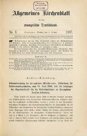 Allgemeines Kirchenblatt für das evangelische Deutschland : Amtsblatt des Deutschen Evangelischen Kirchenbundes. 46. 1897