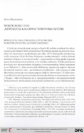 Wokół roku 1948 : "rewolucja łagodna" i historia sztuki
