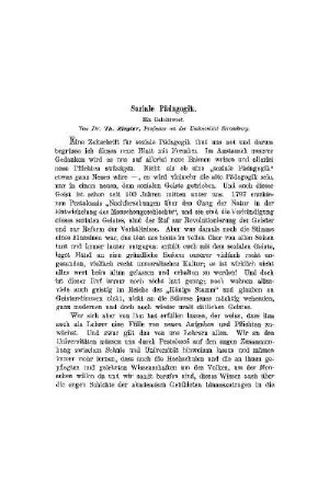 Soziale Pädagogik : ein Geleitswort