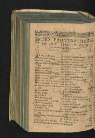 Index Proverbiorum in hoc libello contentorum secundum seriem live rarum.